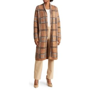 Joseph A Plaid Shawl Collar Cardigan, Trailway Plaid, Size Medium.